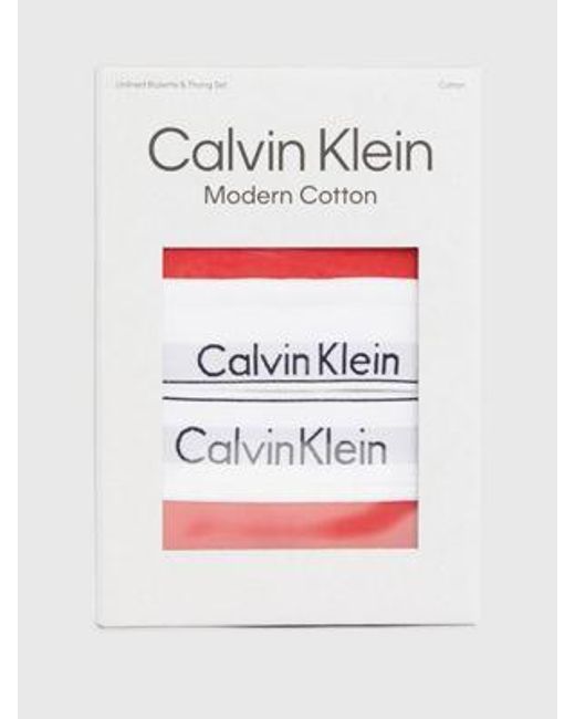 Calvin Klein Bralette- En Stringset - Modern Cotton in het Red