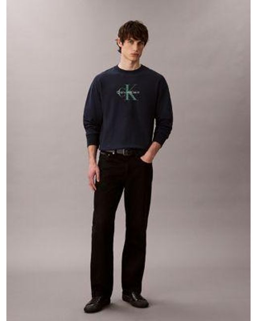 Sudadera holgada de felpa de gran calidad con logo monograma Calvin Klein de hombre de color Blue