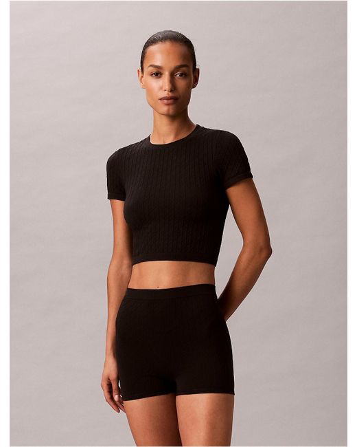 Calvin Klein Black Rib Emblem Seamless Shortie