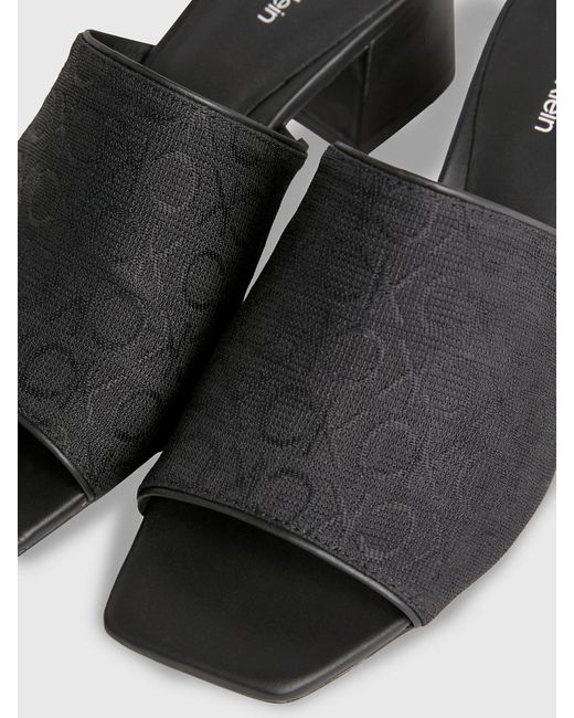 Calvin Klein Black Logo Jacquard Heeled Sandals