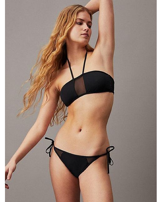 Calvin Klein Black Transparente Bikinihosen zum Binden mit Einsätzen
