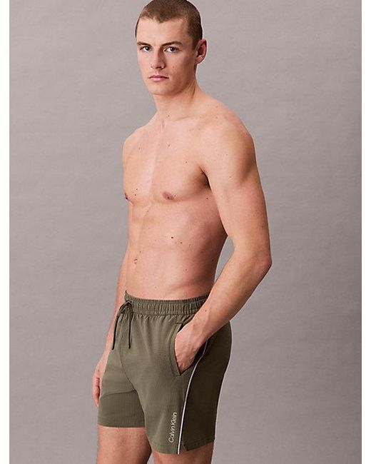Calvin Klein Gray Medium Drawstring Swim Shorts Ck Tech for men