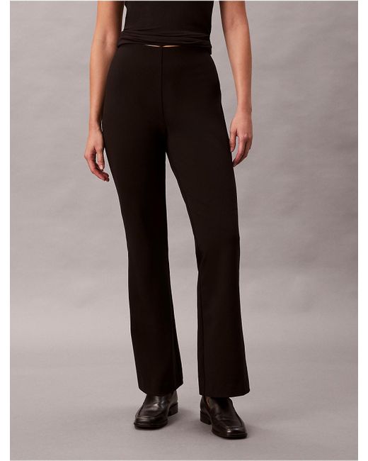 Calvin Klein Black Ponte Slim Flared Pants
