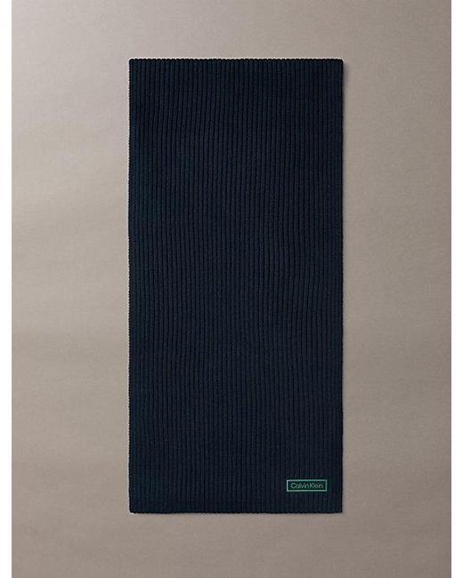 Calvin Klein Blue Cotton Cashmere Blend Scarf for men