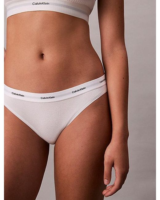 Calvin Klein White Bikini Briefs Cotton Stretch Rib