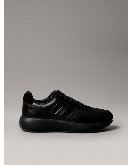 Calvin Klein Black Leather Chunky Runner Trainers for men