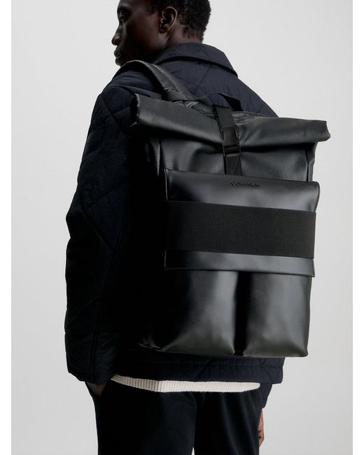 Calvin Klein Roll-top Backpack in Black for Men | Lyst UK