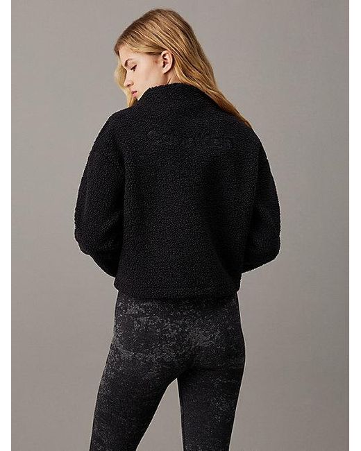Calvin Klein Black Cropped Pullover Aus Sherpa-Fleece