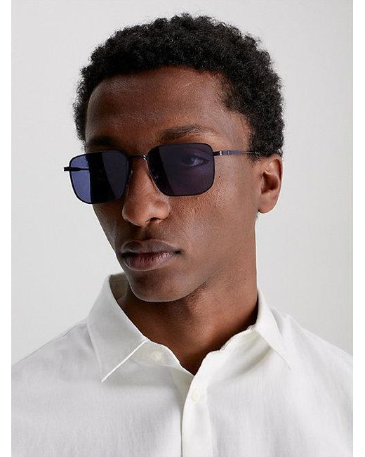 Calvin Klein Blue Rectangle Sunglasses for men