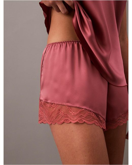 Calvin Klein Red Satin Sheen Short