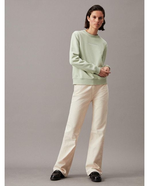 Calvin Klein Green Cotton Blend Fleece Sweatshirt