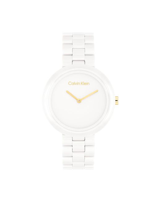 Calvin Klein Ceramic Minimalist Watch in White | Lyst UK