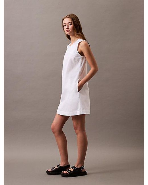 Calvin Klein Natural Jeans Sleeveless Cotton Poplin Mini Dress