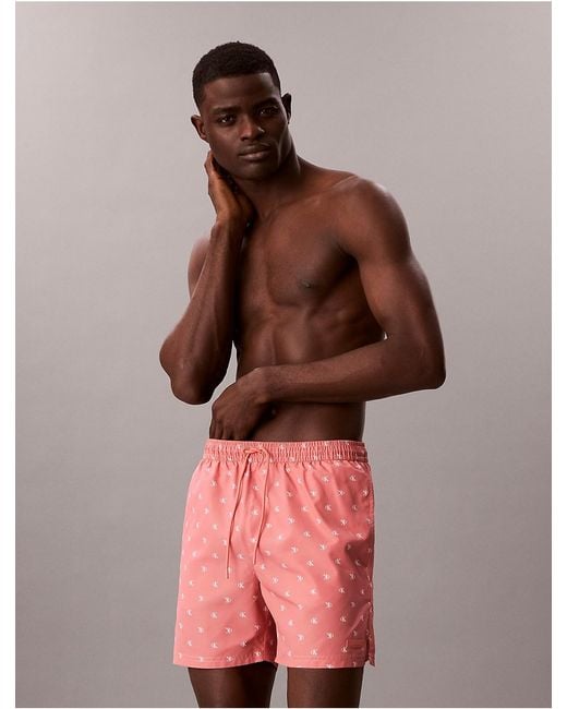 Calvin Klein Pink Medium Drawstring Swim Shorts Essentials for men