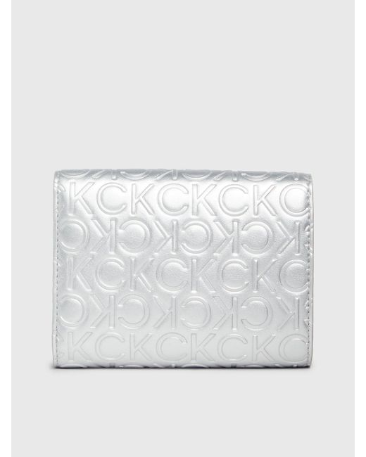 Calvin Klein White Metallic Crossbody Wallet Bag
