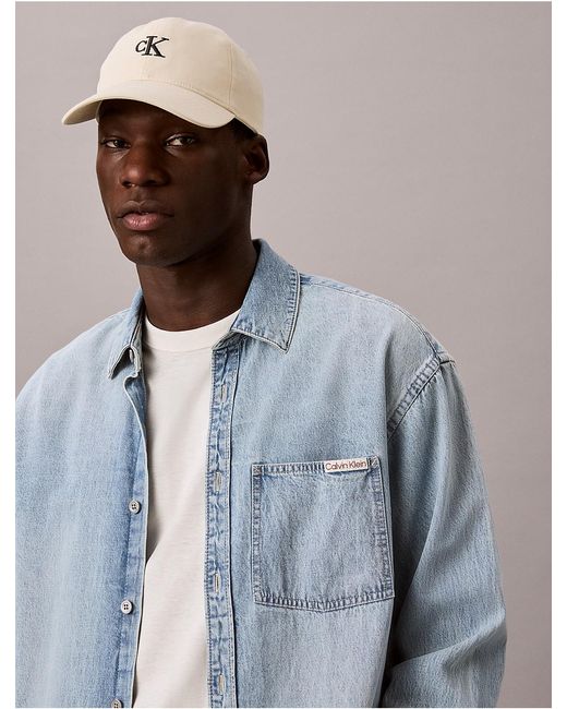 Calvin Klein White Compact Monogram Baseball Cap for men
