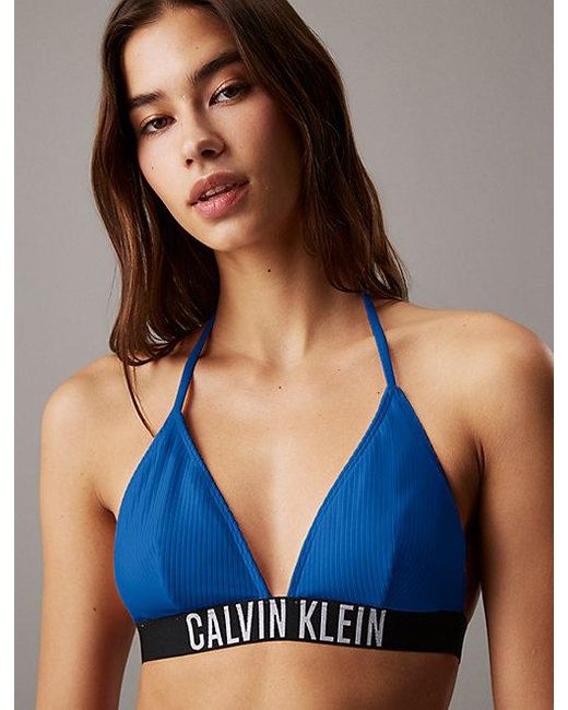 Calvin Klein Blue Triangle Bikini Top Intense Power