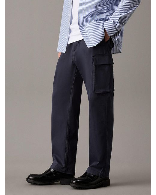 Pantalon Cargo Droit En Coton Calvin Klein pour homme en coloris Blue