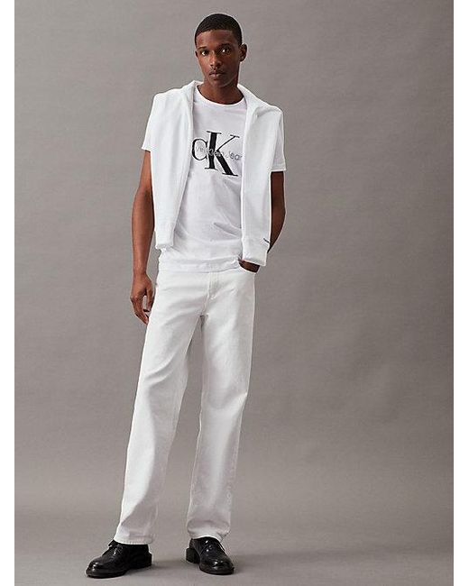 Calvin Klein White Jeans Slim Monogram T-Shirt for men