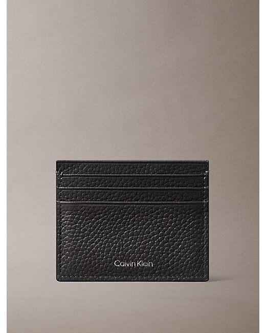 Calvin Klein Gray Leather Rfid Foil Logo Cardholder for men