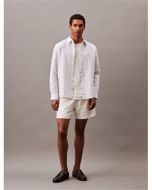 Calvin Klein Brown Linen Blend Pull-on Shorts for men