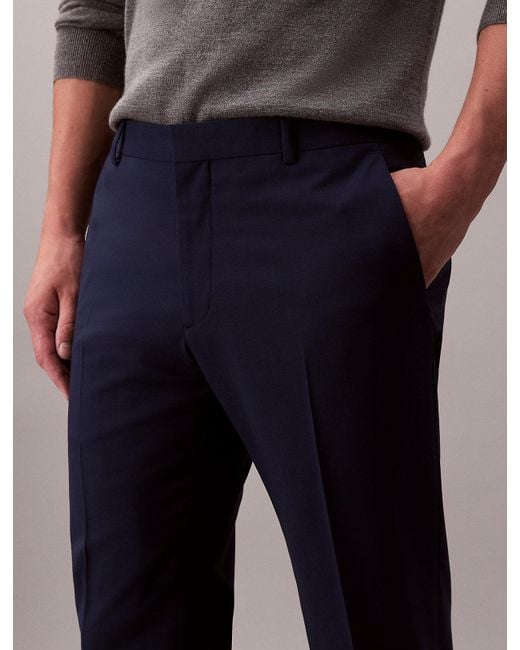 Calvin Klein Gray Slim Wool Stretch Trousers for men