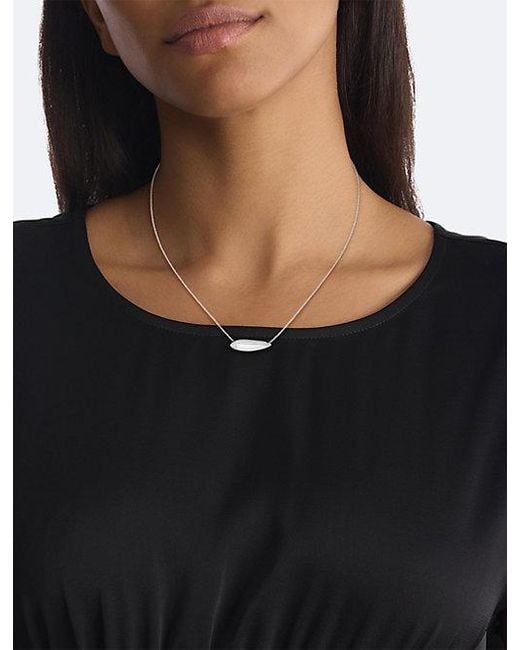 Calvin Klein White Jeans Sculpted Pendant Necklace