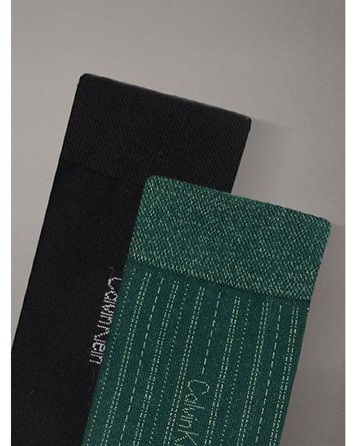 Calvin Klein Green 2 Pack Soft Stretch Stripe Crew Socks for men