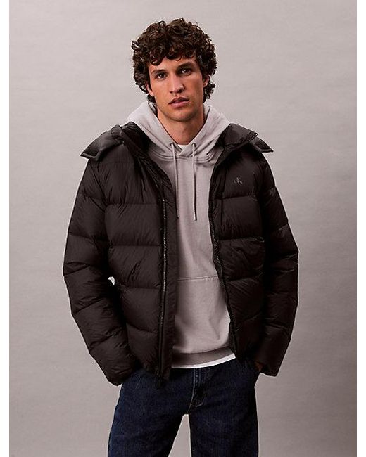 Chaqueta de plumas con capucha Calvin Klein de hombre de color Gray