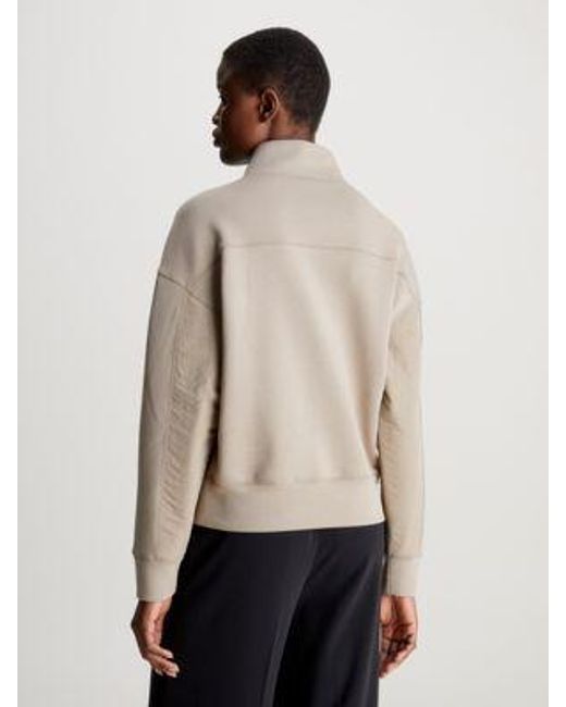 Calvin Klein Natural Sweatshirt mit Reißverschluss am Kragen
