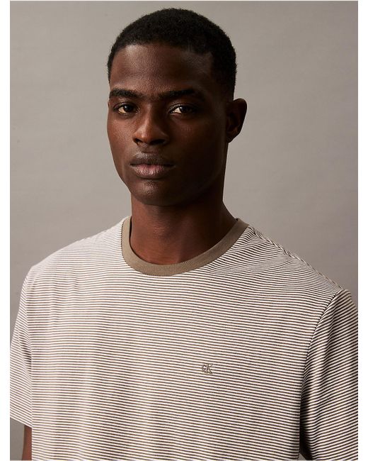 Calvin Klein Brown Calvin Klein Smooth Cotton Stripe Classic T-Shirt for men