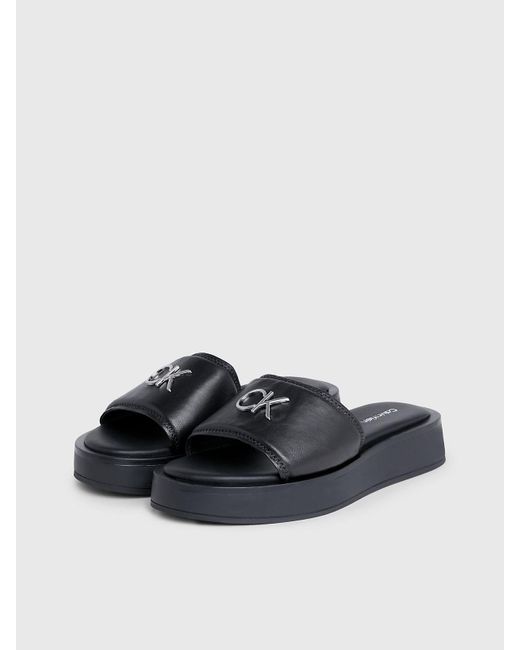 Calvin Klein Black Leather Sandals