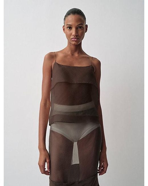 Calvin Klein Brown Carmen Sheer Tank Top