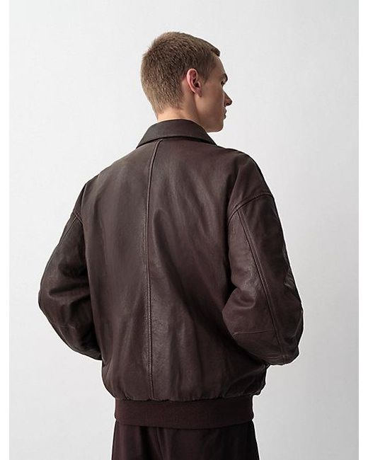 Calvin Klein Brown Johnson Leather Jacket for men