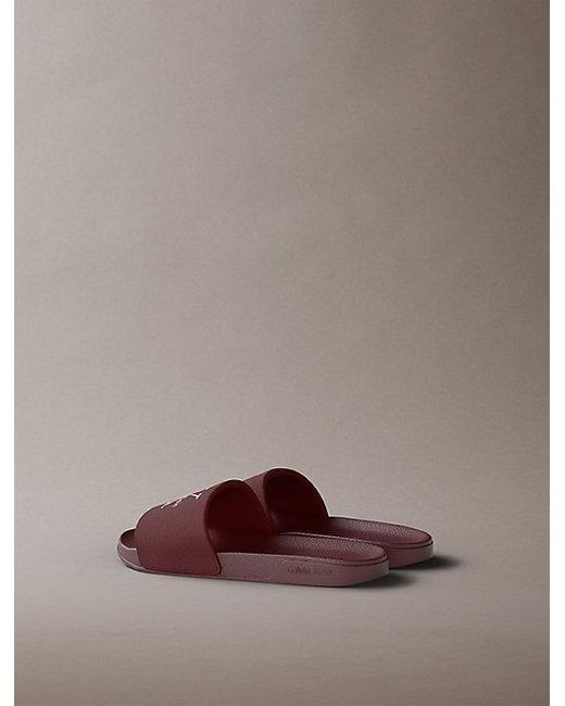 Calvin Klein Brown Canvas Contoured Logo Sliders for men