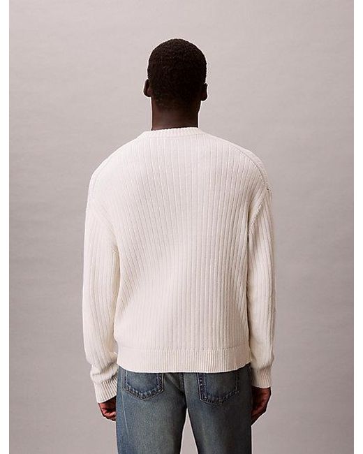 Calvin Klein Natural Jeans Ribbed Cotton Monogram Jumper for men