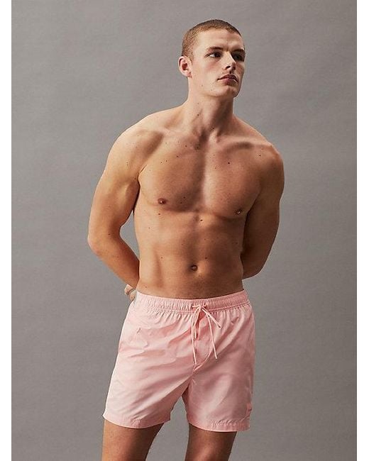 Bañador de largo medio con cordón - CK Steel Calvin Klein de hombre de color Pink