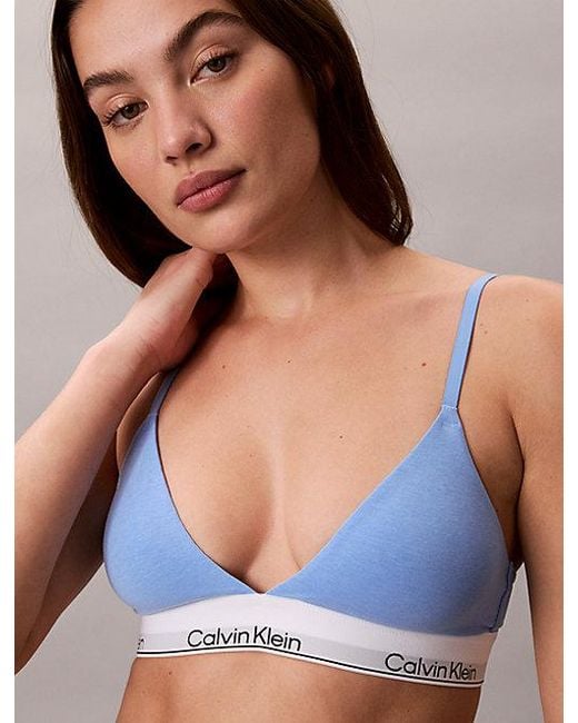 Calvin Klein Blue Lightly Lined Triangle Bralette Icon Cotton Modal