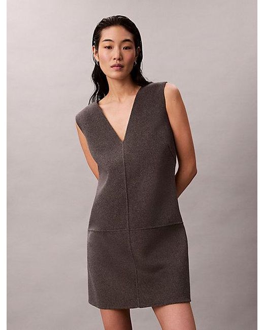 Calvin Klein Gray Double Face Wool Dress