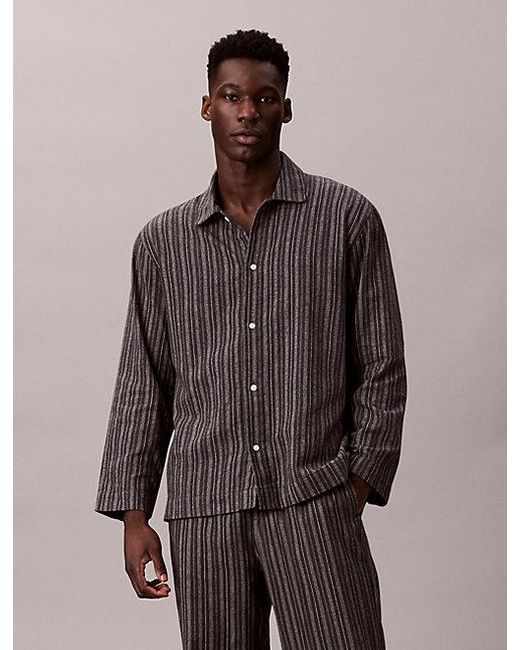 Calvin Klein Flanellen Pyjamatop in het Brown voor heren