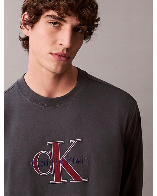 Calvin Klein Gray Jeans Monologo Relaxed T-Shirt for men