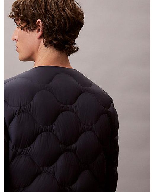 Calvin Klein Blue Jeans Nylon Quilted Bomber Jacket for men