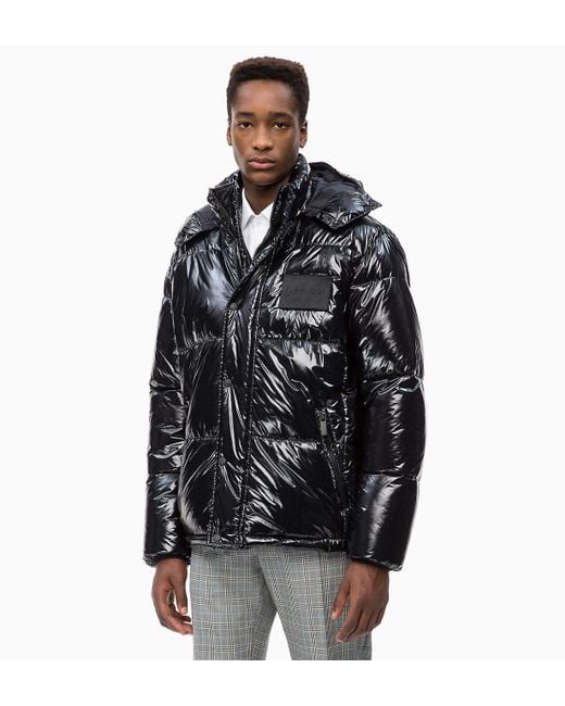 Calvin Klein Black Liquid Shine Puffer Jacket for men