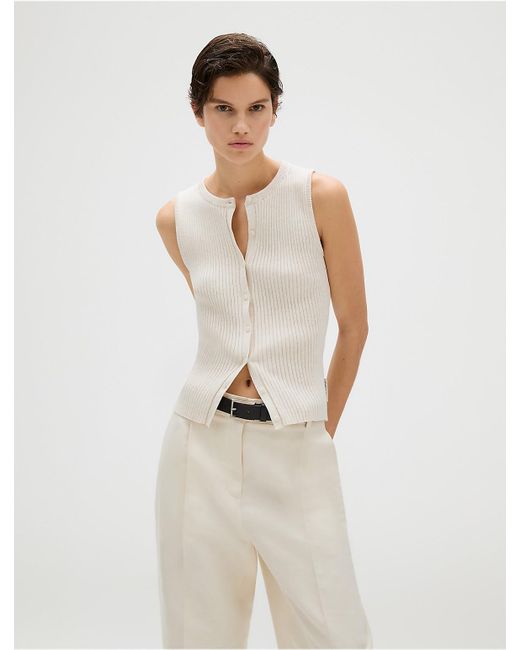 Calvin Klein Natural Calvin Klein Smooth Cotton Rib Sweater Tank