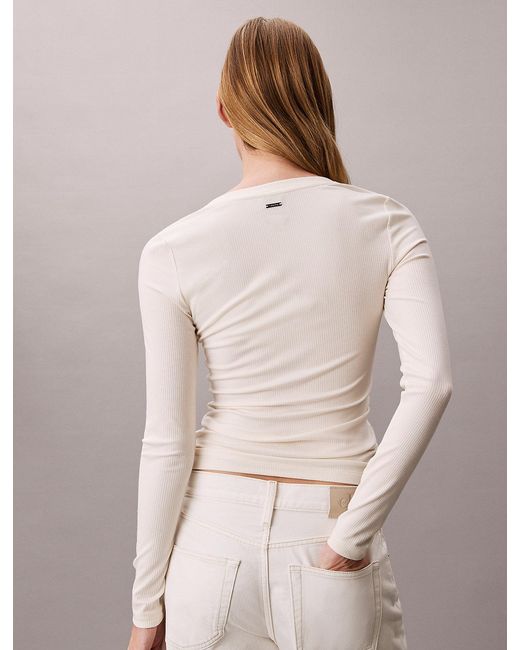 Calvin Klein Natural Ribbed Modal Long Sleeve T-Shirt