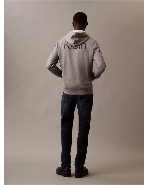 Calvin Klein Brown Calvin Klein Fleece Vertical Logo Classic Zip Hoodie for men
