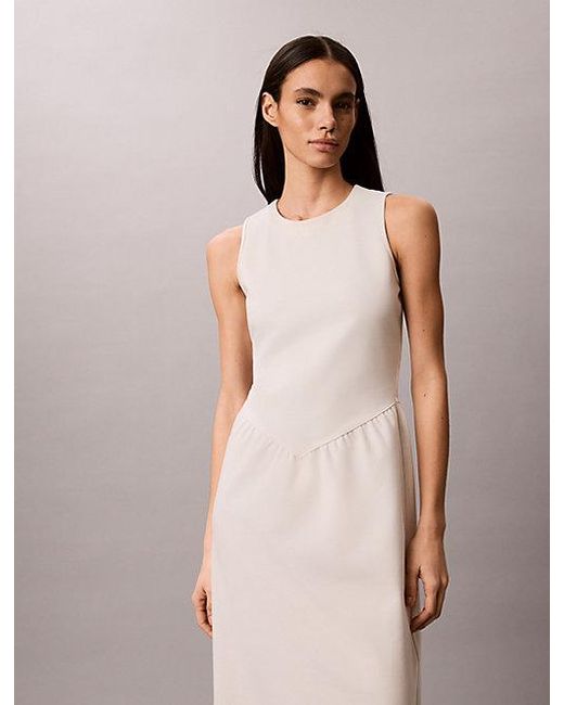 Calvin Klein Natural Fit And Flare Sleeveless Midi Dress