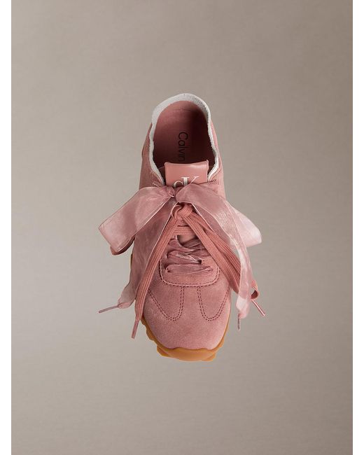 Calvin Klein Pink Suede Organza Runner Trainers