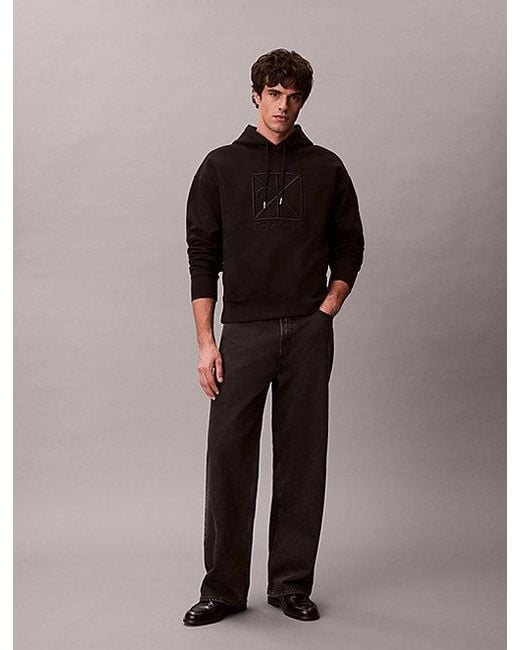 Calvin Klein Black Heavy Jersey Logo Hoodie for men