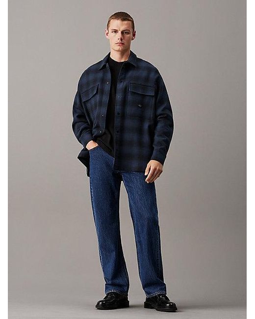 Calvin Klein Karierte Oversized-Hemdjacke in Blue für Herren